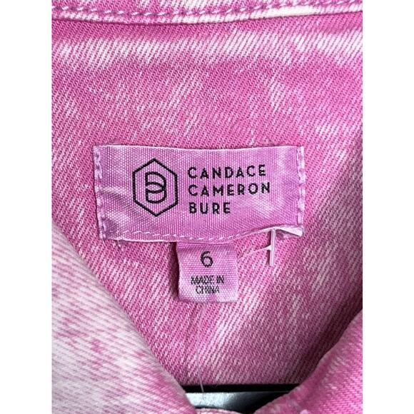 NWT Candace Cameron Bure Rose Quartz Denim Jacket Puff Shoulders Sz 6 Reg - Picture 5 of 7